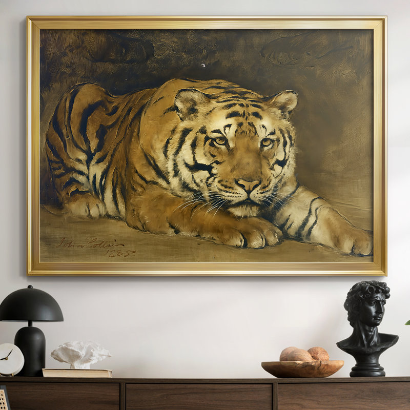 A Tiger-John Collier - Toile tendue avec châssis, 1885, 30 x 5 x 42,5, Toile avec cadre, Or