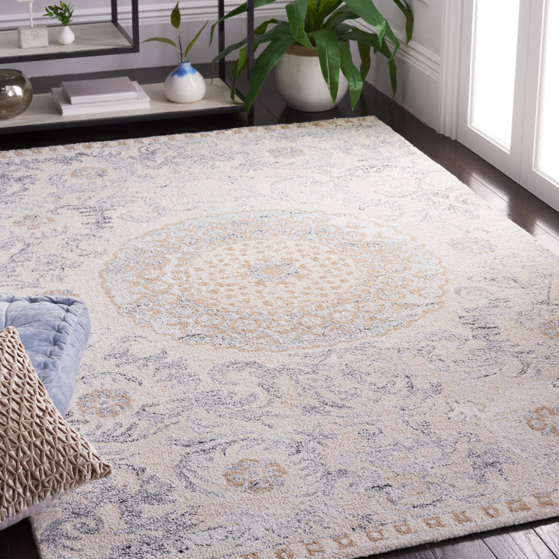Marquee Hand Tufted Wool With Cotton Cloth Backing Floral Rug, Rectangle 5' x 8'