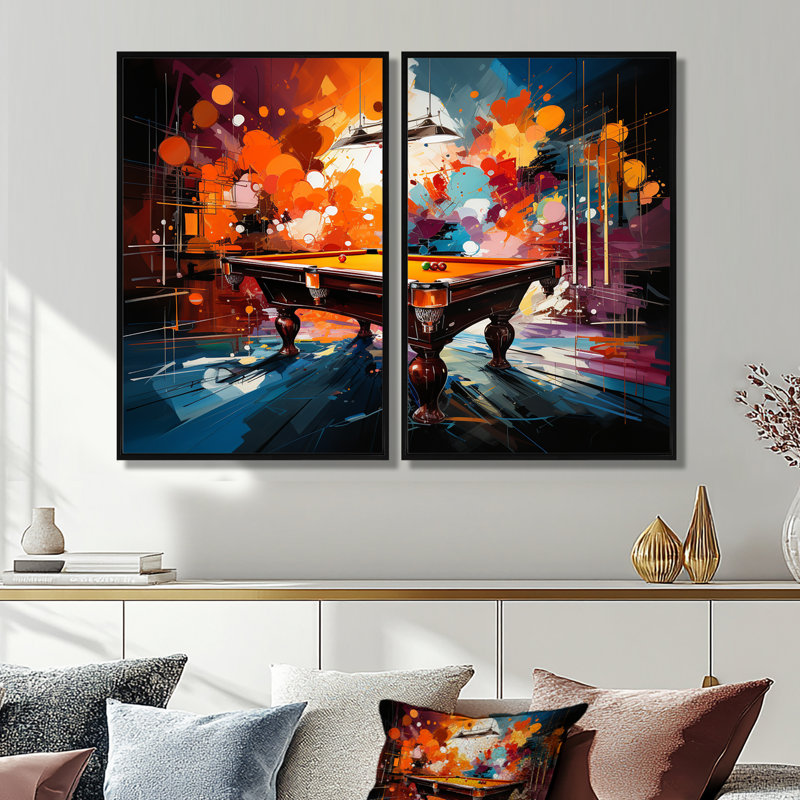 Art mural moderne sur toile Billard, Impression encadrée flottante, Black, 36" H x 48" W