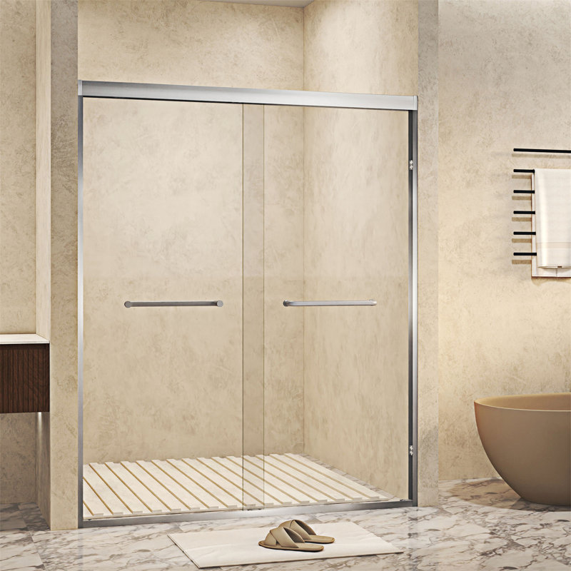 Double Sliding Shower Door, Brushed Nickel