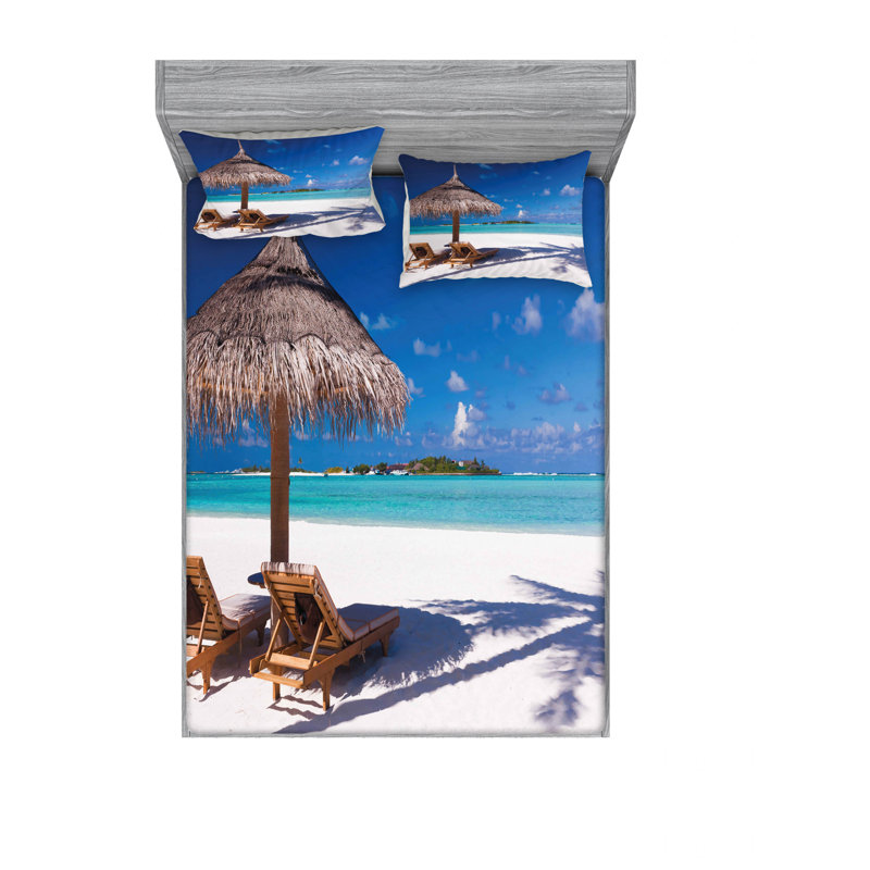 Ensemble de draps Island Caribbean Honeymoon Beach, Ensemble de drap pour grand lit avec drap-housse