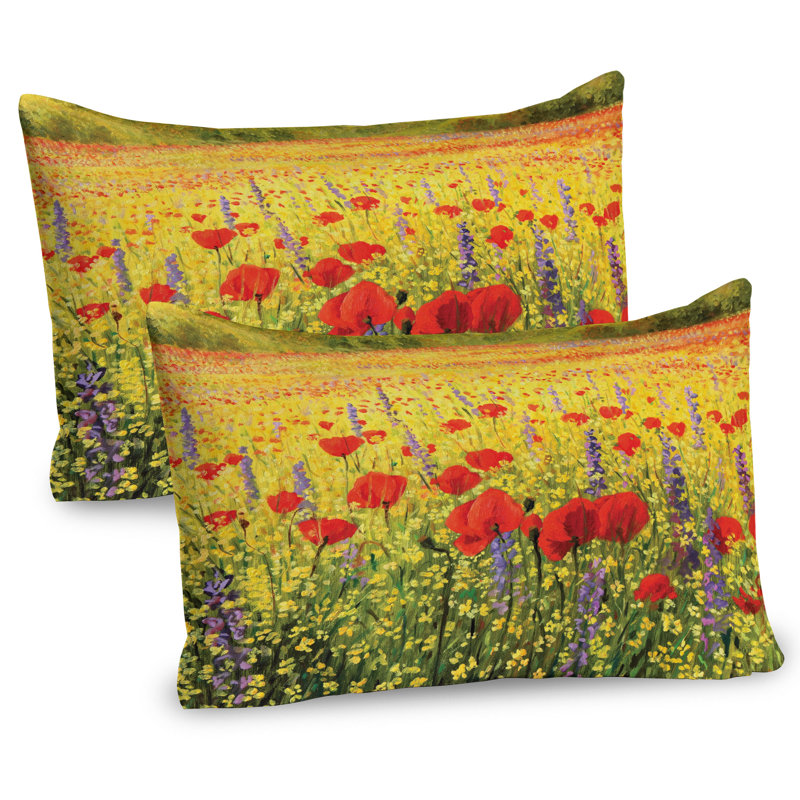 Ensemble de 2 taies décoratives de champ avec coquelicots 26 po x 20 po Ambesonne