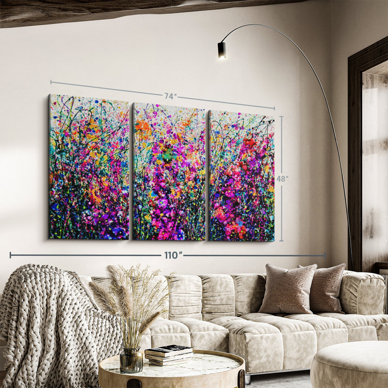 «Hollyhocks Inspired By Pollock» sur, H 48 po x l 74 po