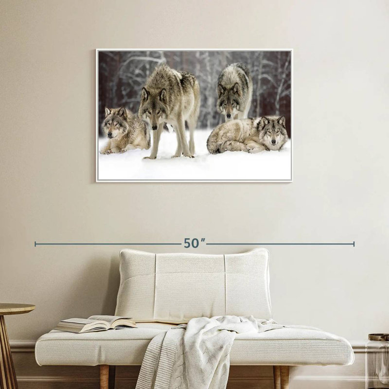 Loup, Cadre flottant blanc, 37 po x 25 po