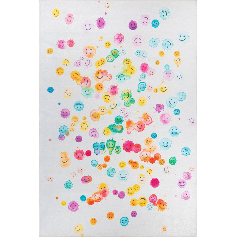 Eden Pink Abstract Chenille Indoor/Outdoor Area Rug, Rectangle 7'7" x 10'10"