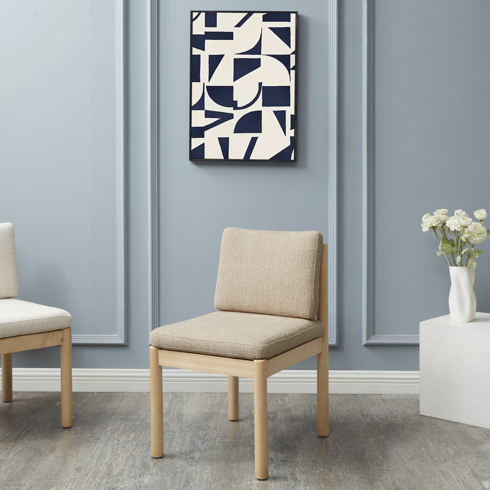 Carisa Boucle Dining Chair, Oatmeal