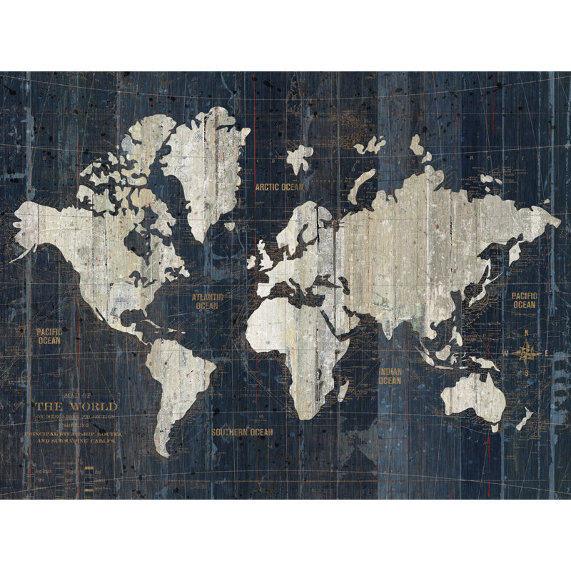 " Old World Map Blue V2 Crop " by Wild Apple Portfolio, 24" H x 32" W