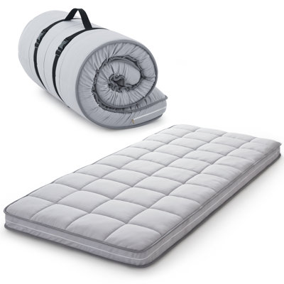 Surmatelas pour lit de bébé 4 pouces avec structure à 3 couches, mousse viscoélastique imprégnée de gel, housse de coussin lavable à la machine pour le sommeil et les voyages, emballage de compression (75 x 30 po)