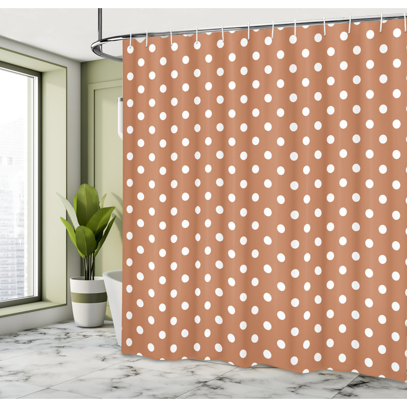  Rideau de douche simple à pois colorés, H 69 po x l 70 po, Cannelle pâle