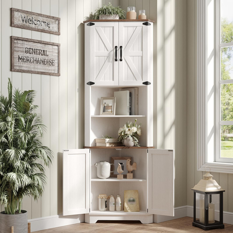 Armoire de rangement de 68,9 po de hauteur, de style campagnard avec tablette réglable