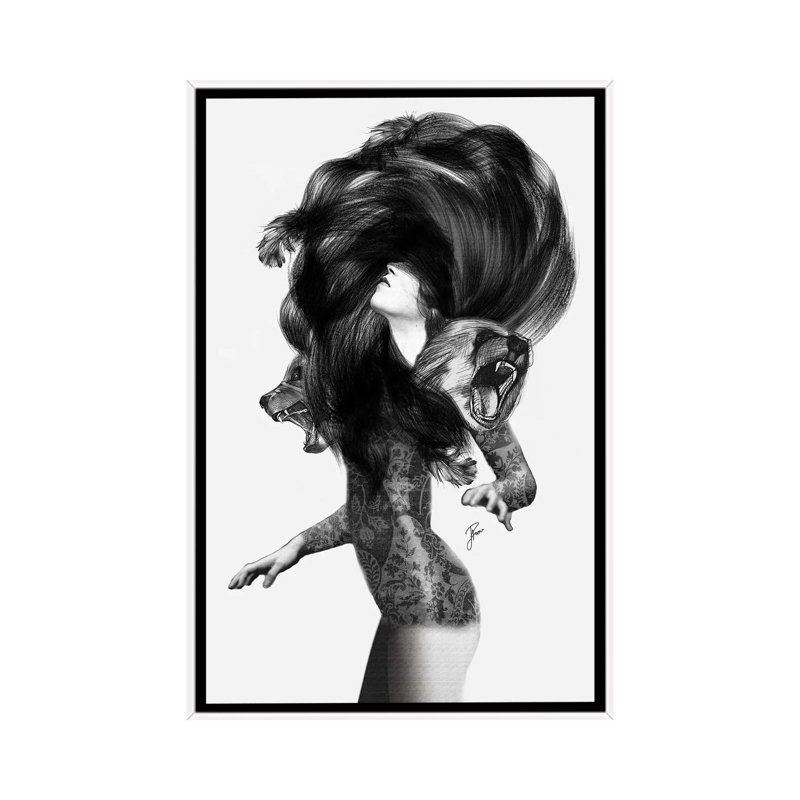 Bear #3 by Jenny Rome - Print on Canvas, 66.04 cm H x 45.72 cm W, White Framed