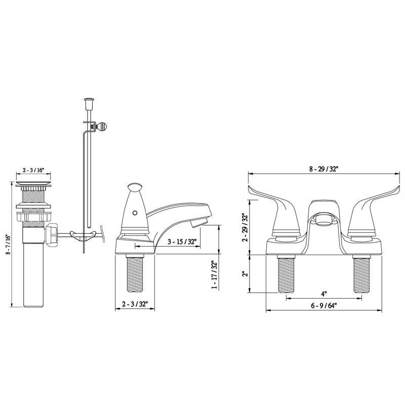2-handle Bathroom Faucet with Drain Assembly, Oil Rubbed Bronze
