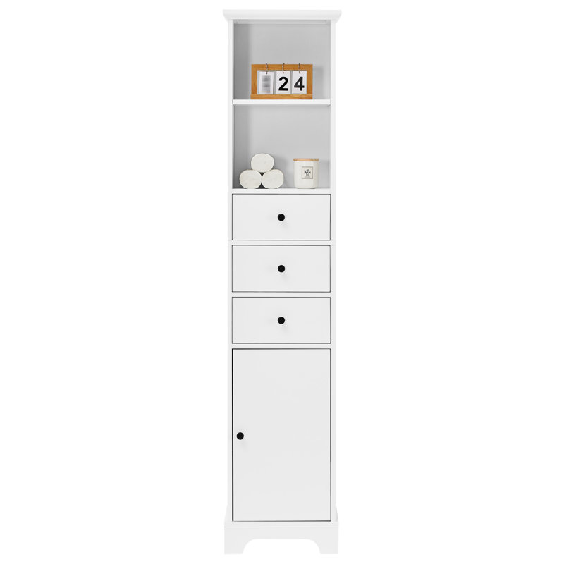 Armoire blanche avec 3 tiroirs et tablette réglable, matériau pour la chambre à coucher, la salle de bain, le salon et l'armoire à tablettes, rangement de cuisine