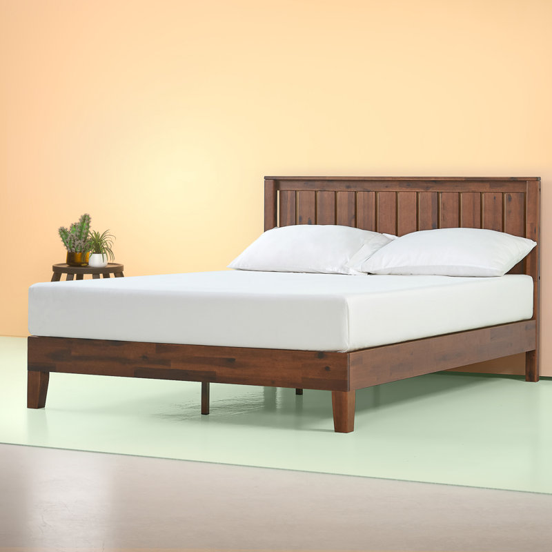 Lit plateforme en bois de luxe 12 po avec tête de lit Zinus, Double