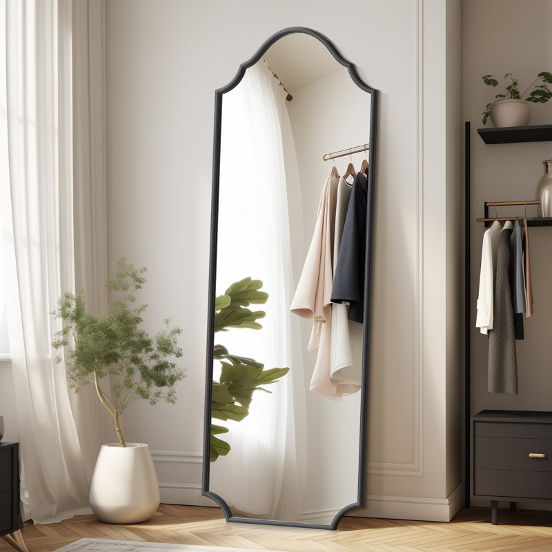 Metal Rectangle Mirror, 60" x 18", Black
