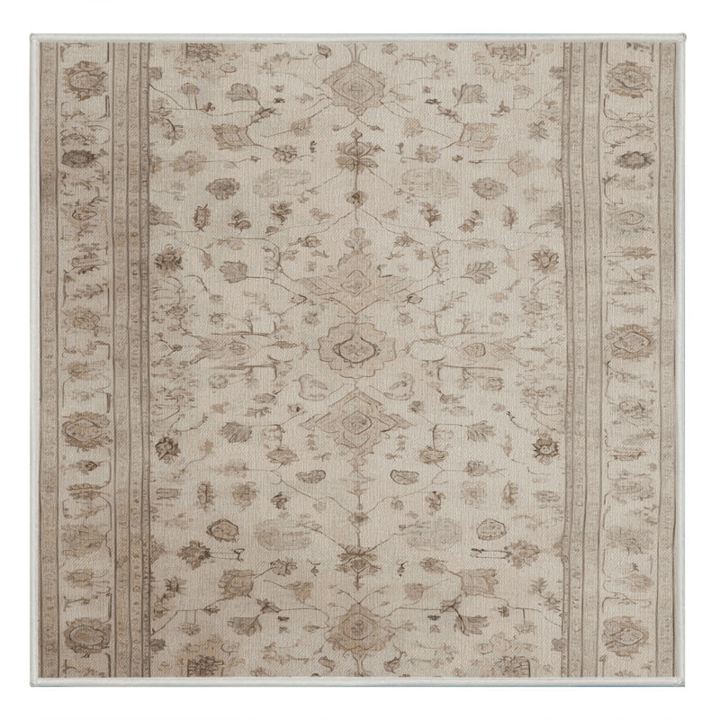 Tapis turc beige lavable à la machine, Carré 3 pi