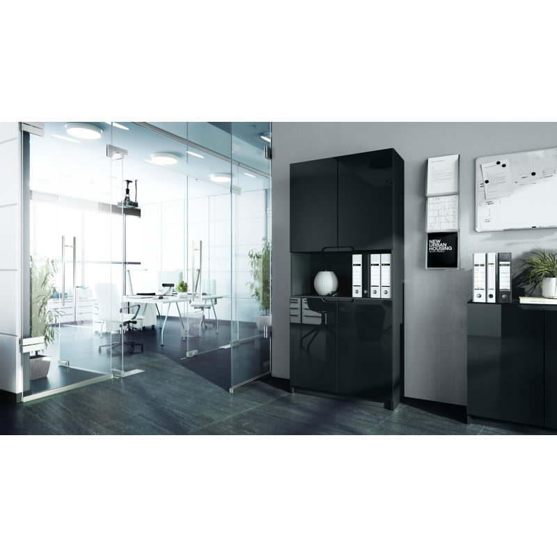 Mazeppa 4 -Door 4 -Shelf, Black