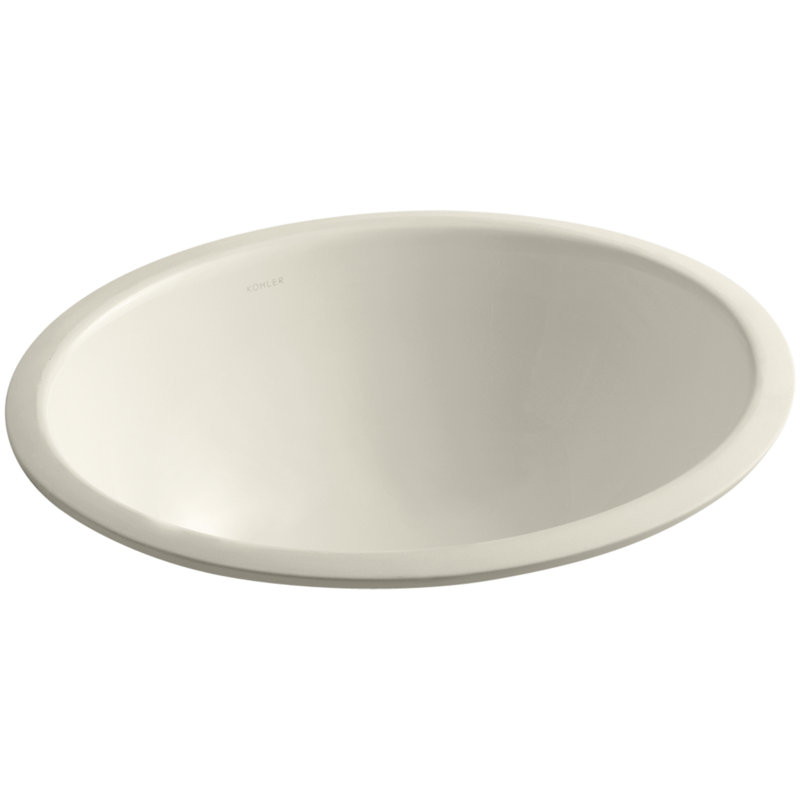 Caxton Ceramic Oval Undermount Bathroom Sink, Almond