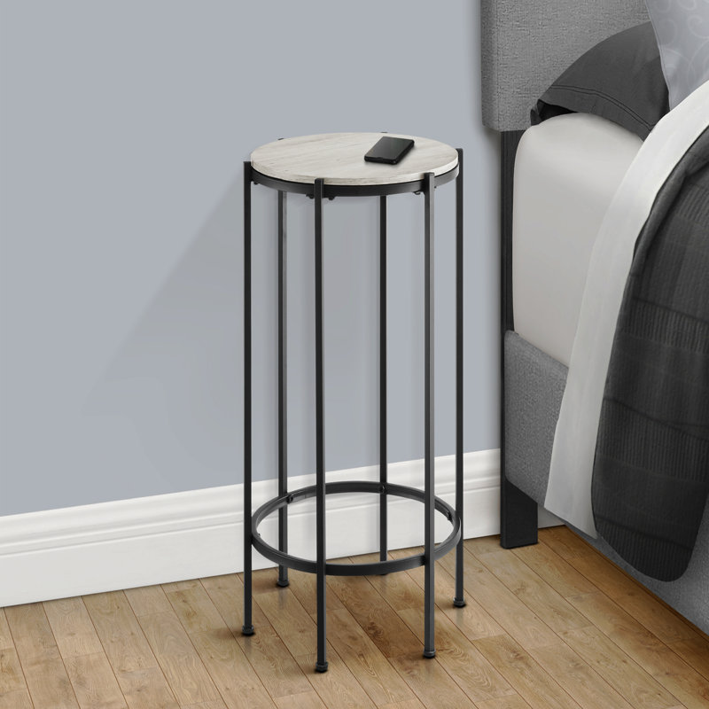Table d'appoint, bout, rond, table d'appoint, petite, lampe, table de chevet, stratifié, métal, contemporain, Blanc