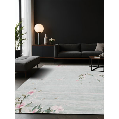 Tapis bleu soyeux et moelleux