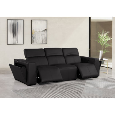 Top Grain Italian Leather Modular Power Dual Reclining Sofa With Power Headrests