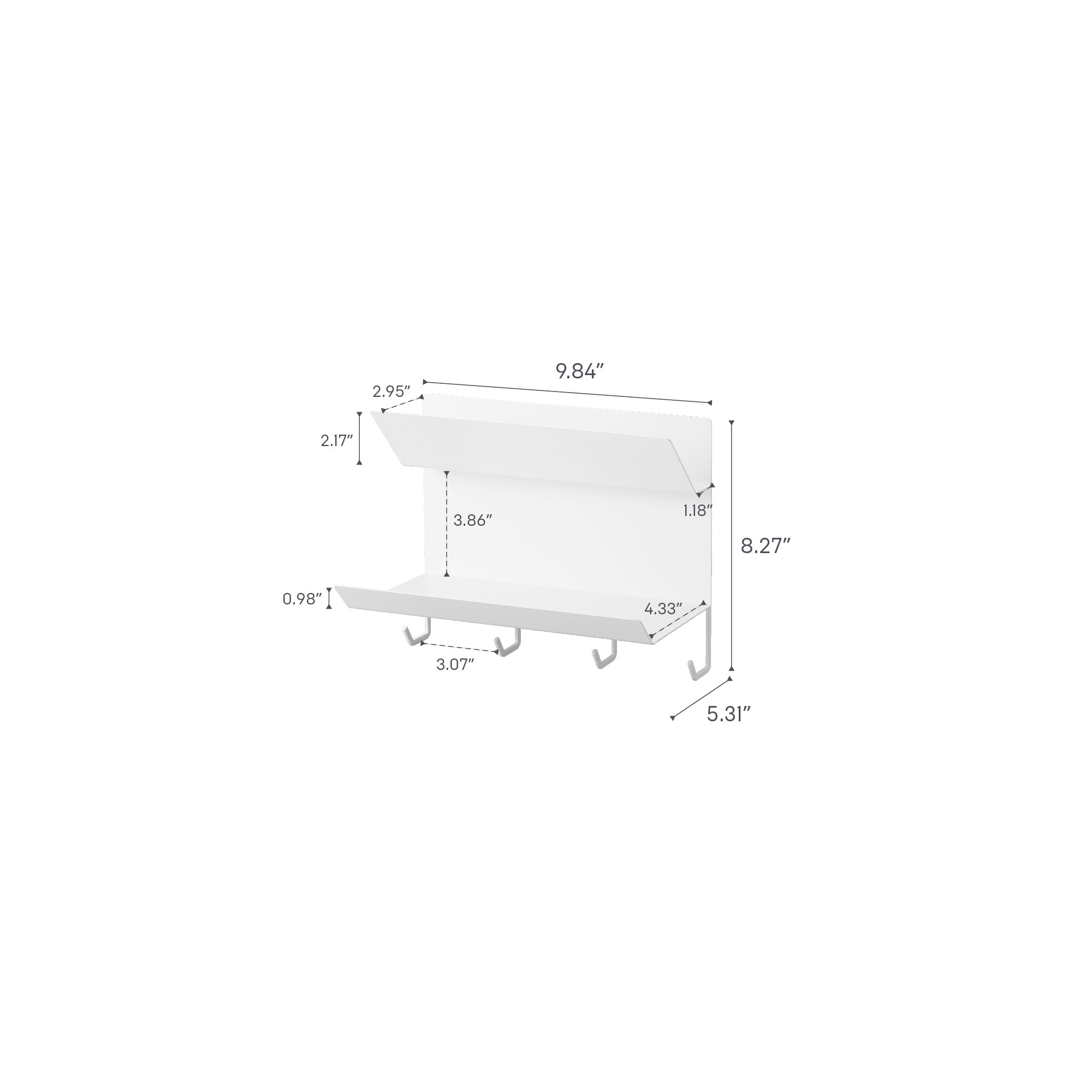 Yamazaki Home Magnetic Entryway Rack, Steel, White