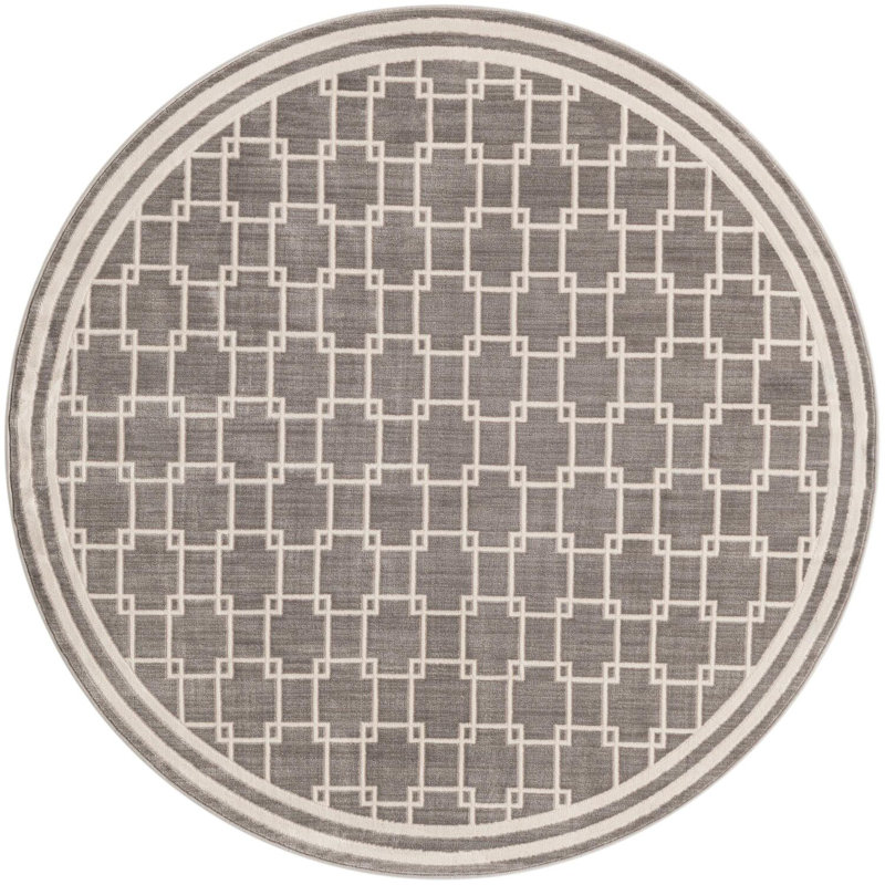 Tapis contemporain gris Ogorman, Rond 5 pi 1 po
