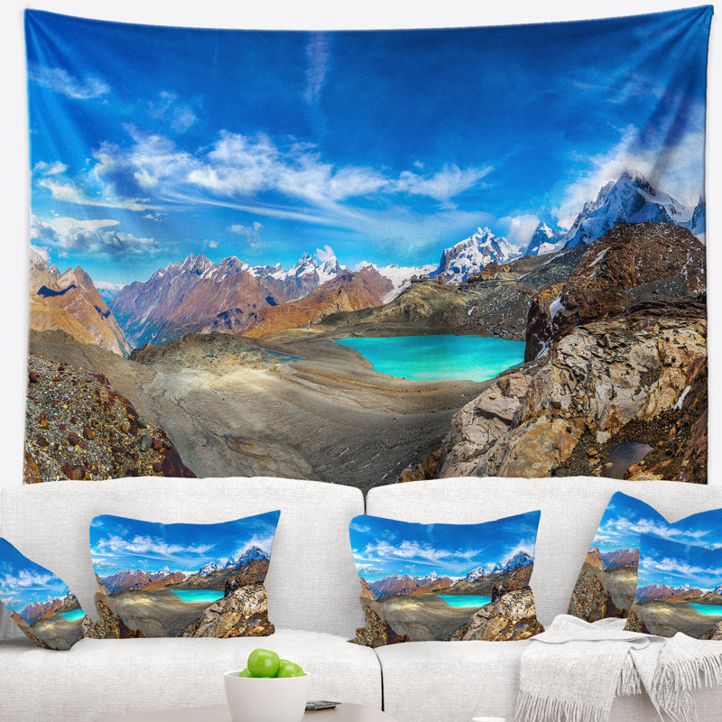 Tapisserie panorama de mer montagnes, H 50 po x l 60 po