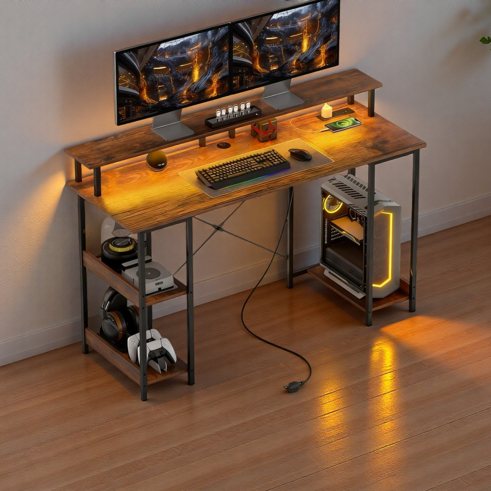 Latitude Run® Computer Desk With Storage,Reversible Computer Table With ...