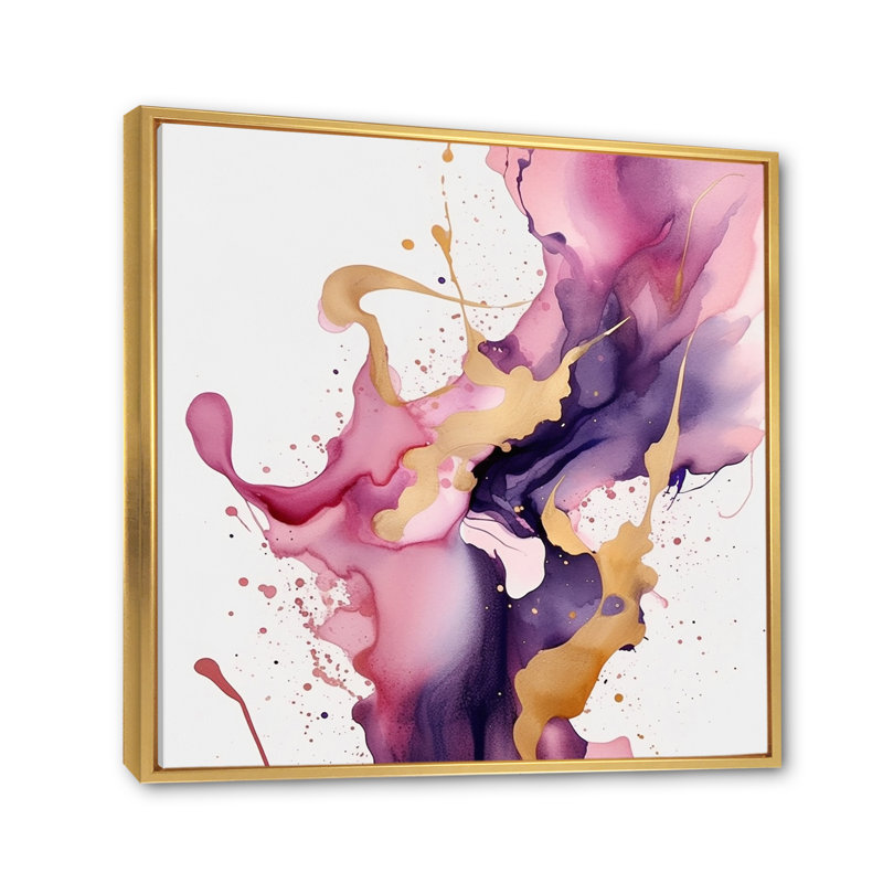 Mauve et rose V, Cadre flottant doré, H 30 po x l 30 po x P 1 po