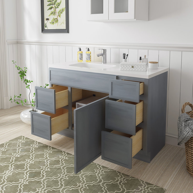 Base de meuble-lavabo simple 48 po seulement, Argent argent
