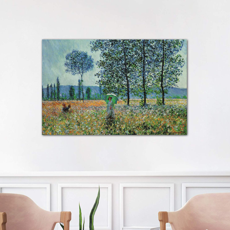 Felder Im Frühling by Claude Monet - Wrapped Canvas Painting, 101.6 cm H x 66.04 cm W x 1.91 cm D