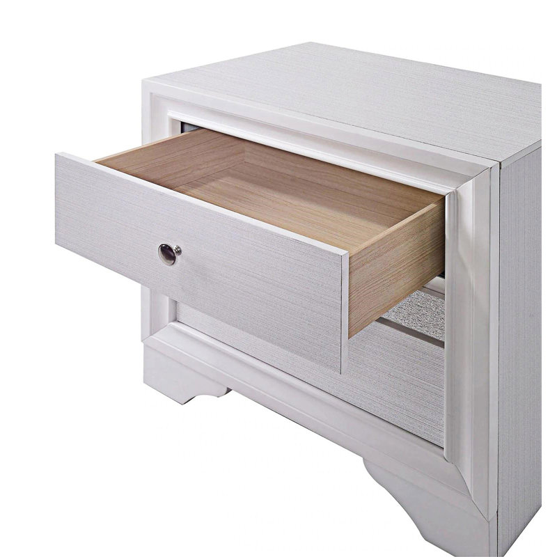 Table de chevet avec tiroirs, Blanc
