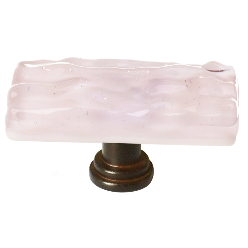 Poignée de meuble longue en verre Glacier, Bronze huilé, Ros