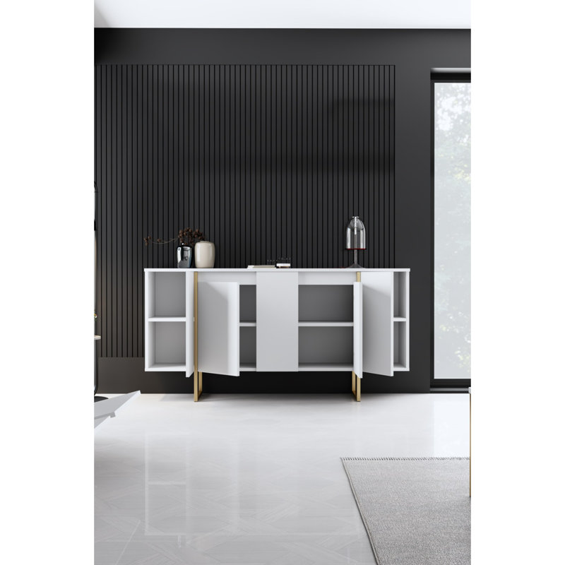 Aanayah 160cm Sideboard, White/Gold