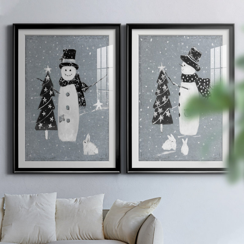 «Snowman Galvanized I», ensemble de 2 reproductions, Blanc, H 31,5 po x l 47 po x P 1,5 po, H 26,5 po x l 73 po x P 1,5 po