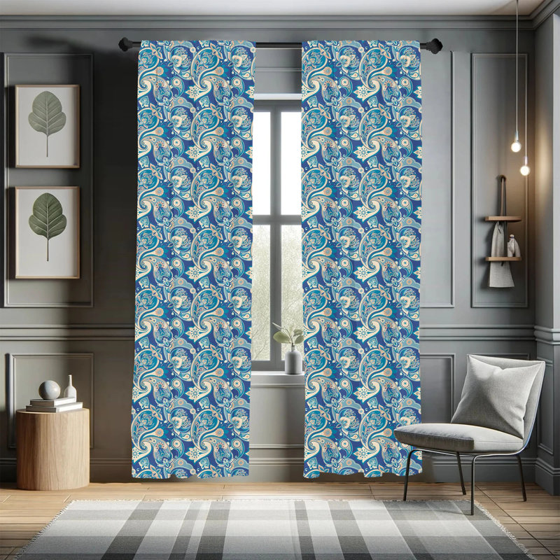 Paisley Floral Semi-Sheer Rod Pocket Curtain Panels, 28" x 95"