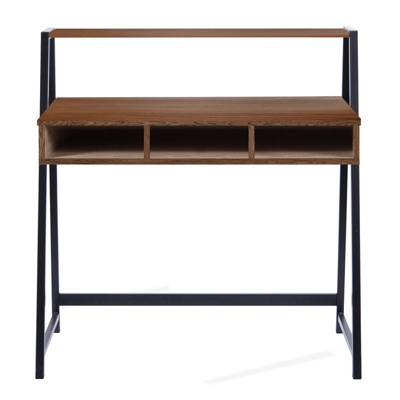 Rhine Computer Desk, Walnut, Black