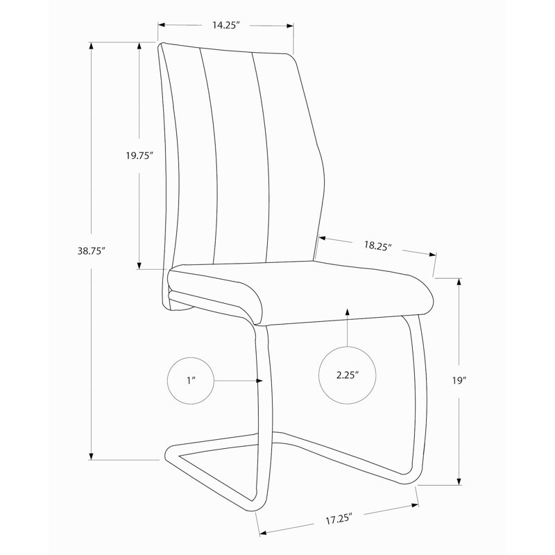 Chaise de salle à manger, ensemble de 2, latérales, rembourrées, cuisine, salle à manger, similicuir de hauteur 39 po, contemporain, moderne