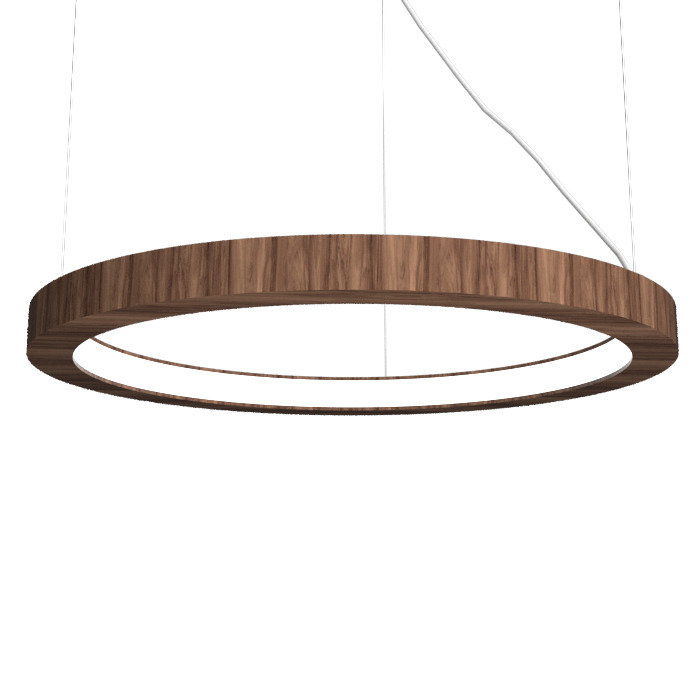 Luminaire suspendu à cadre DEL, Noyer américain, H 1,17 po x l 27,3 po x P 27,3 po