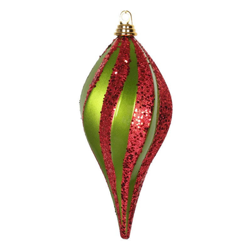 Ornement en forme de bonbon scintillant, H 12 po x l 6 po x P 6 po, Vert lime / Rouge