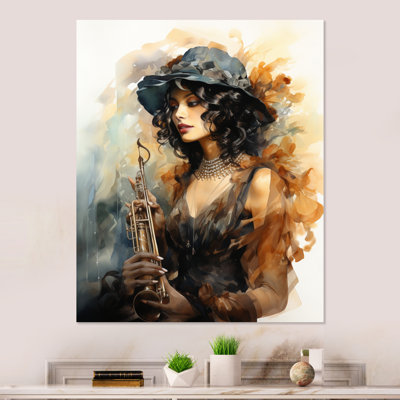 «Fashion 1920S Roaring Portrait II» - Décoration murale mode en métal