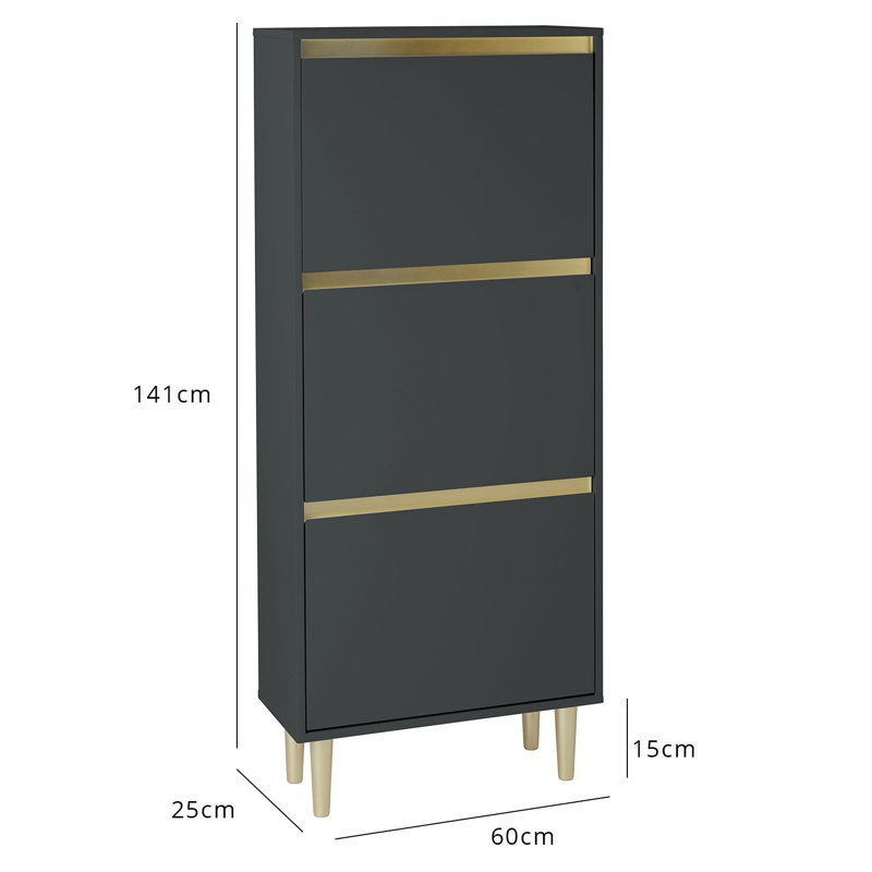 Bellandra Iliana Flip Down Shoe Storage, Gold/Black