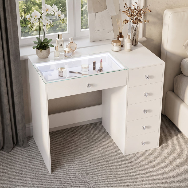36'' Makeup Vanity Desk With Lights LED RGB