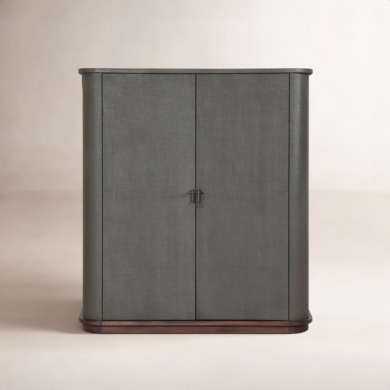 Arianna Mahogany Sideboard, Dark Green Lacquered Linen