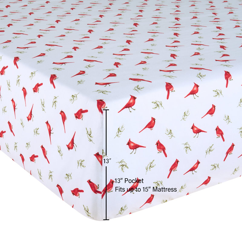 Snow Birds White Microfiber Queen Sheet Set