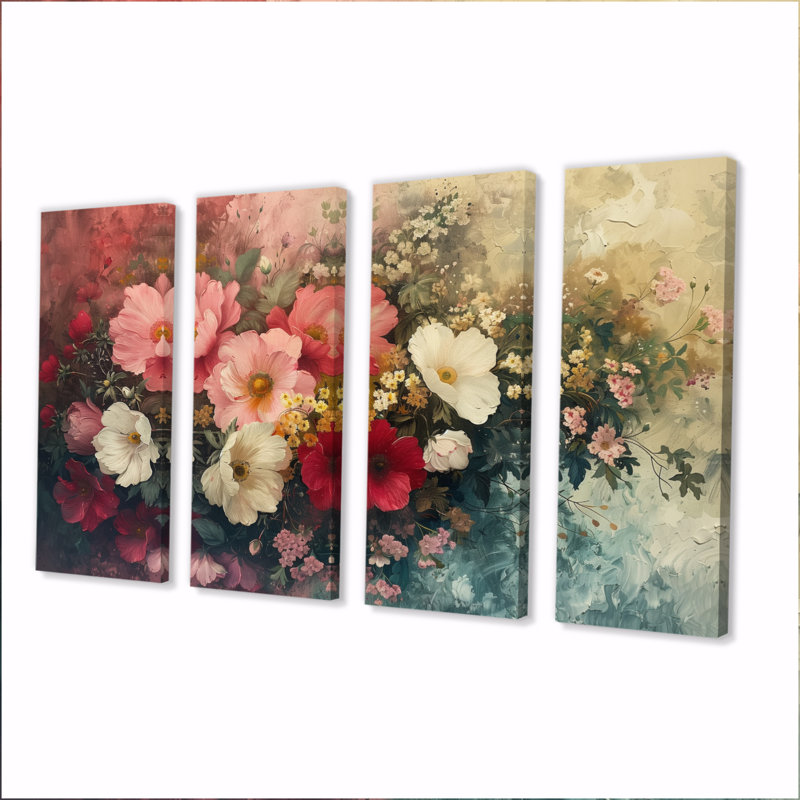 Ensemble de plantes murales roses et blanches, H 28 po x l 48 po