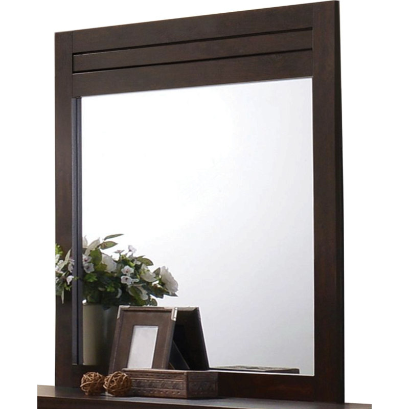 Miroir à finition acajou