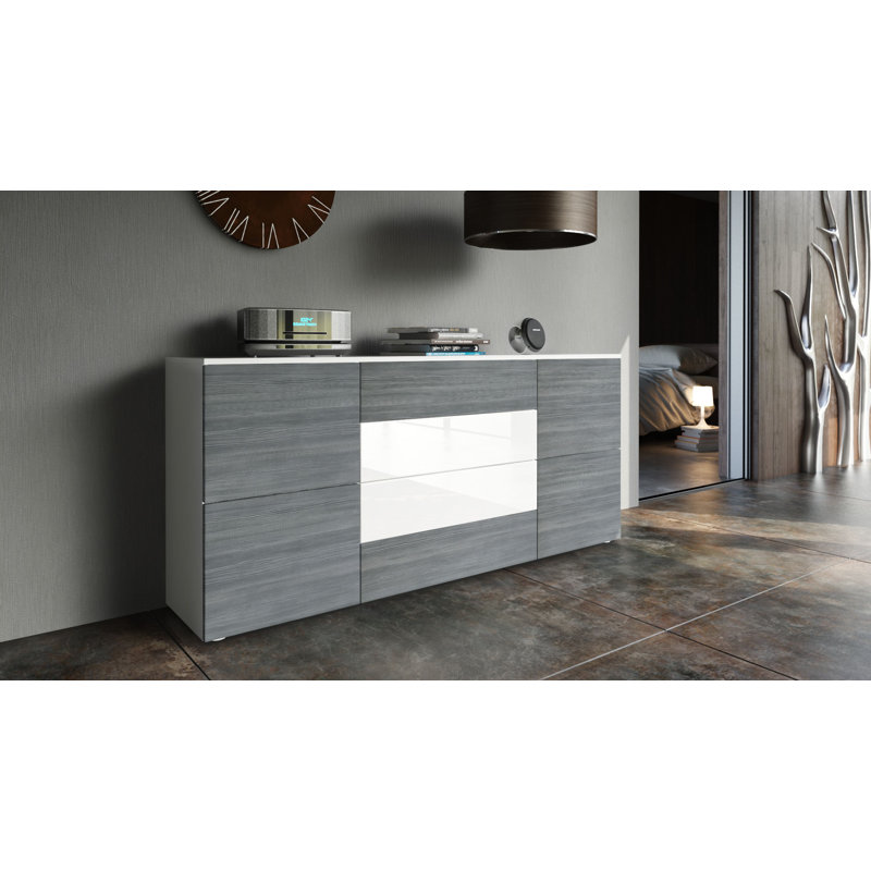 Mccraney Sideboard, White (matt)/Avola anthracite/White (glossy)