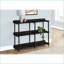 Table basse moderne à aspect marbre noir avec 3 tablettes et structure en métal robuste pour économiser de l'espace dans le salon
